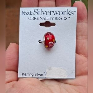 Belk Silverworks Red Sterling Silver Enamel Rose Originality Bead Bracelet Charm
